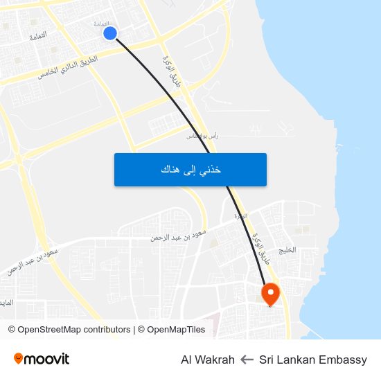 Sri Lankan Embassy to Al Wakrah map