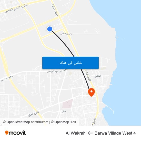 Barwa Village West 4 to Al Wakrah map