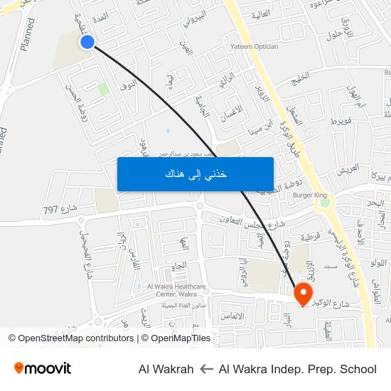 Al Wakra Indep. Prep. School to Al Wakrah map