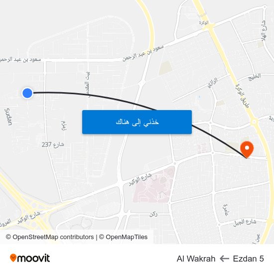 Ezdan 5 to Al Wakrah map