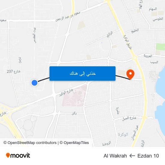 Ezdan 10 to Al Wakrah map