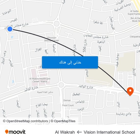 Vision International School to Al Wakrah map