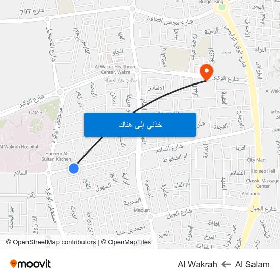 Al Salam to Al Wakrah map