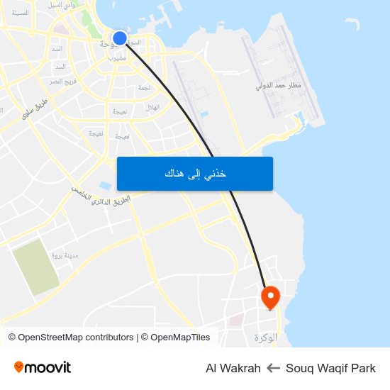 Souq Waqif Park to Al Wakrah map