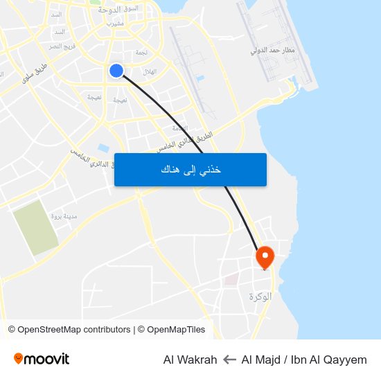 Al Majd / Ibn Al Qayyem to Al Wakrah map
