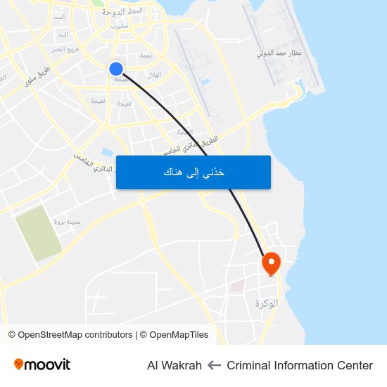Criminal Information Center to Al Wakrah map