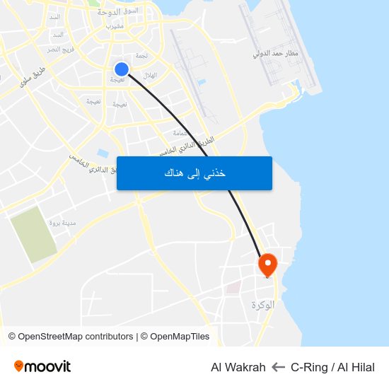 C-Ring / Al Hilal to Al Wakrah map