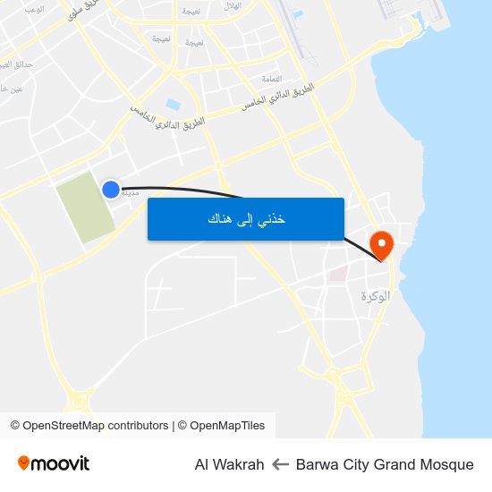 Barwa City Grand Mosque to Al Wakrah map