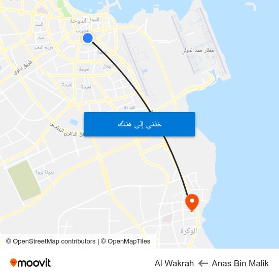 Anas Bin Malik to Al Wakrah map