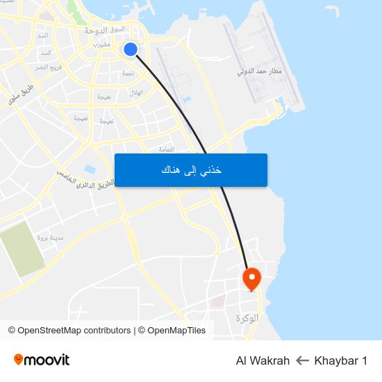 Khaybar 1 to Al Wakrah map