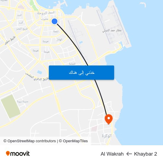 Khaybar 2 to Al Wakrah map