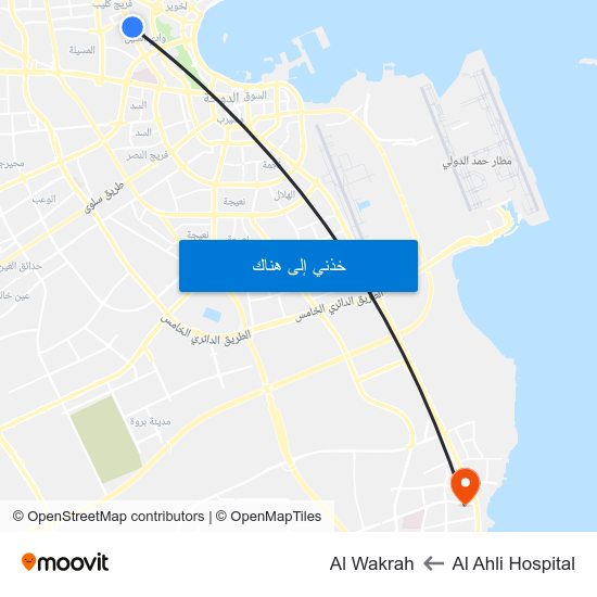 Al Ahli Hospital to Al Wakrah map