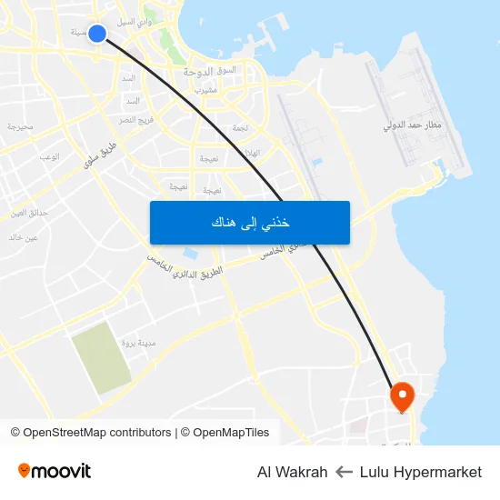 Lulu Hypermarket to Al Wakrah map