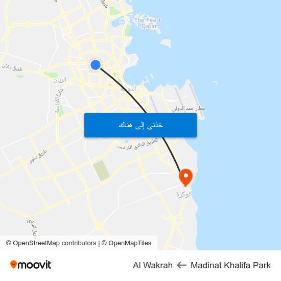 Madinat Khalifa Park to Al Wakrah map
