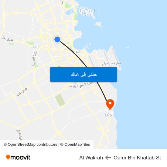 Oamr Bin Khattab St to Al Wakrah map