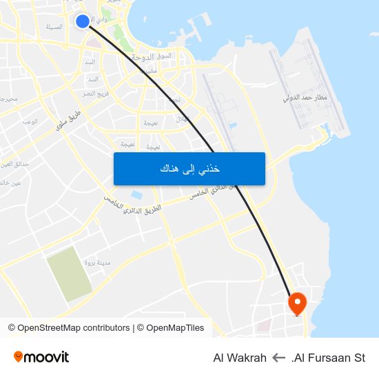 Al Fursaan St. to Al Wakrah map