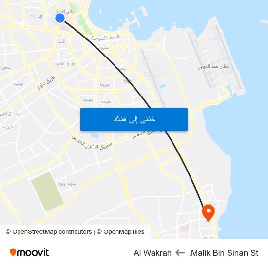 Malik Bin Sinan St. to Al Wakrah map