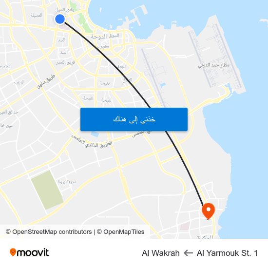 Al Yarmouk St. 1 to Al Wakrah map