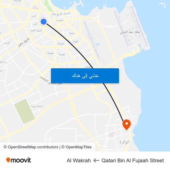 Qatari Bin Al Fujaah Street to Al Wakrah map
