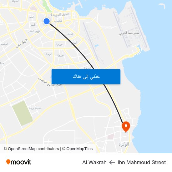 Ibn Mahmoud Street to Al Wakrah map