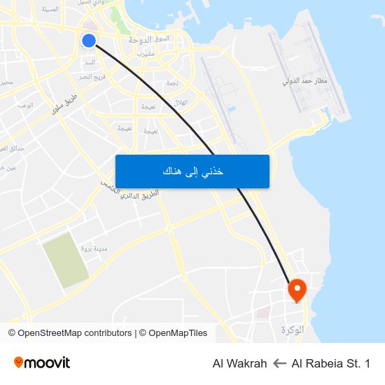 Al Rabeia St. 1 to Al Wakrah map