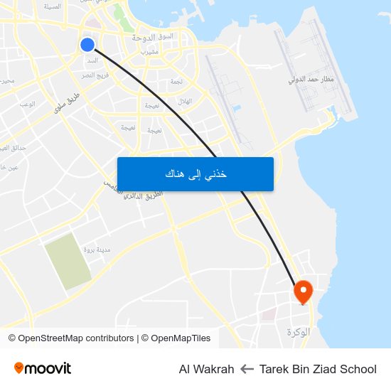 Tarek Bin Ziad School to Al Wakrah map