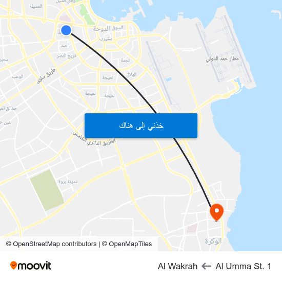 Al Umma St. 1 to Al Wakrah map