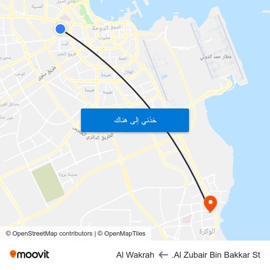 Al Zubair Bin Bakkar St. to Al Wakrah map