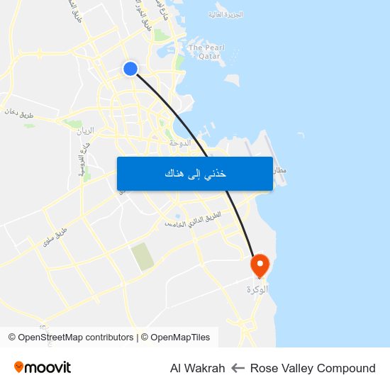 Rose Valley Compound to Al Wakrah map