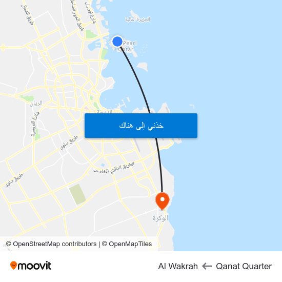 Qanat Quarter to Al Wakrah map
