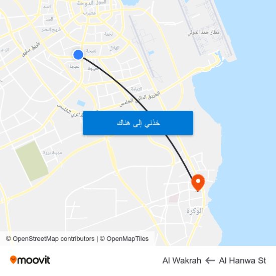 Al Hanwa St to Al Wakrah map