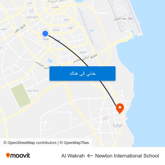 Newton International School to Al Wakrah map