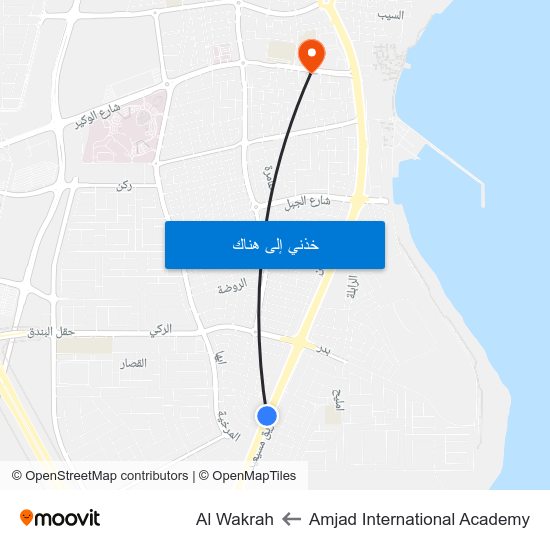 Amjad International Academy to Al Wakrah map