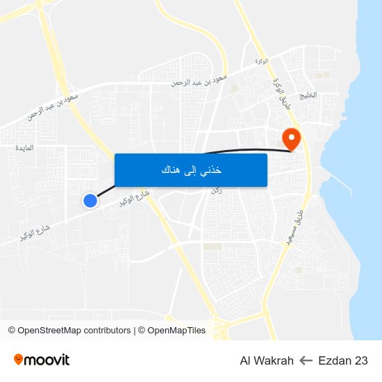 Ezdan 23 to Al Wakrah map