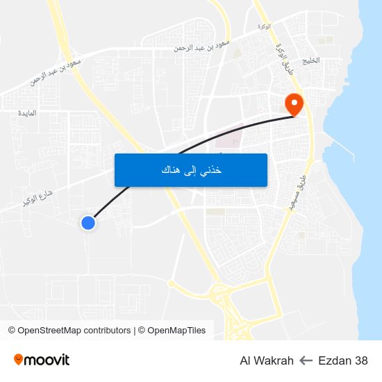 Ezdan 38 to Al Wakrah map