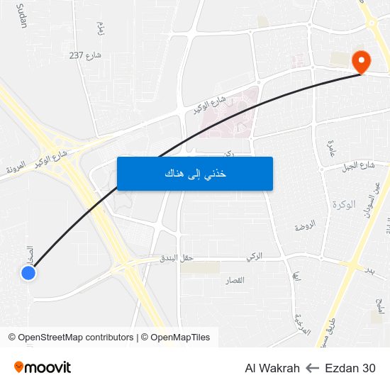 Ezdan 30 to Al Wakrah map