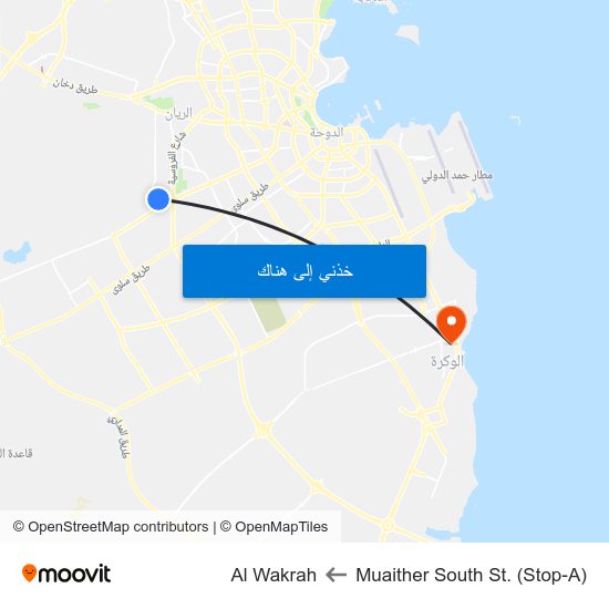 Muaither South St. (Stop-A) to Al Wakrah map