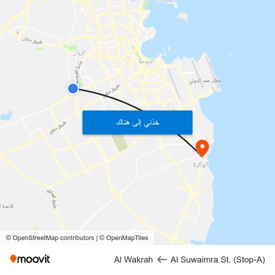 Al Suwaimra St. (Stop-A) to Al Wakrah map