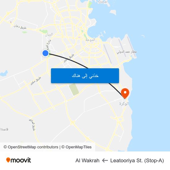 Leatooriya St. (Stop-A) to Al Wakrah map