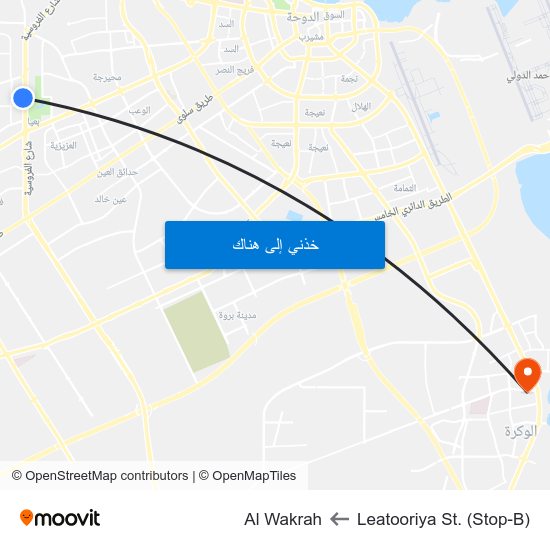 Leatooriya St. (Stop-B) to Al Wakrah map