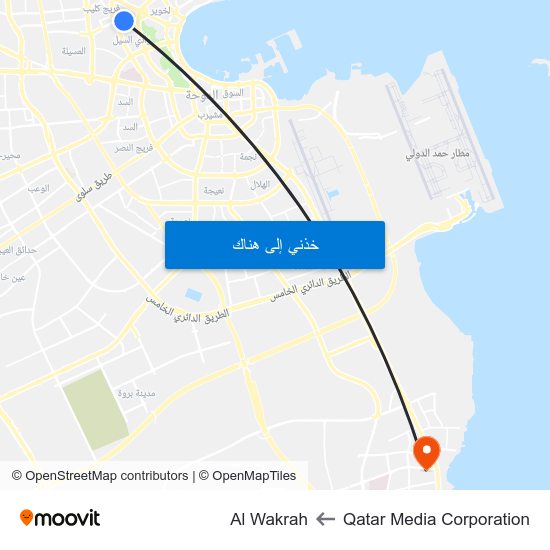 Qatar Media Corporation to Al Wakrah map