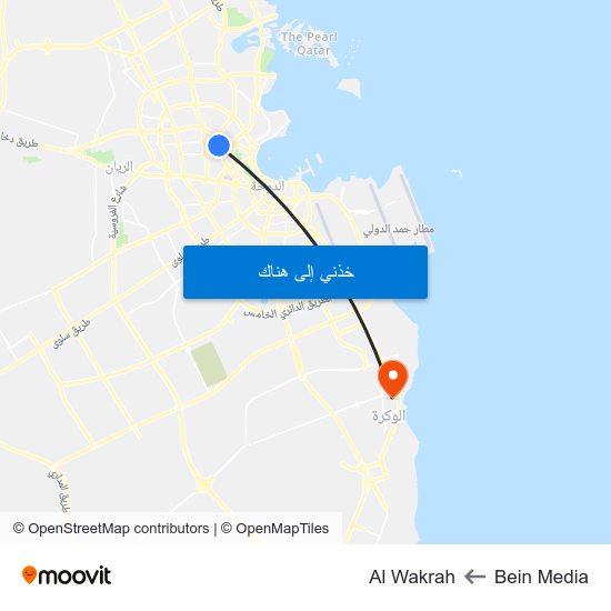 Bein Media to Al Wakrah map