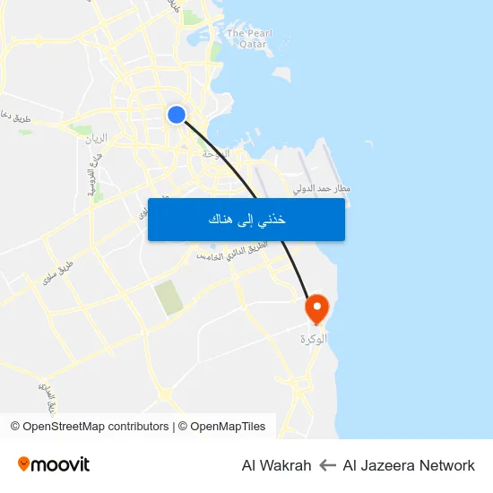Al Jazeera Network to Al Wakrah map