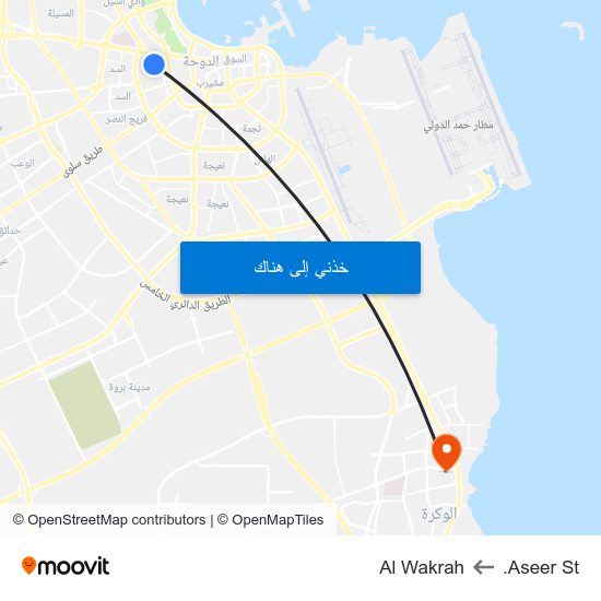 Aseer St. to Al Wakrah map