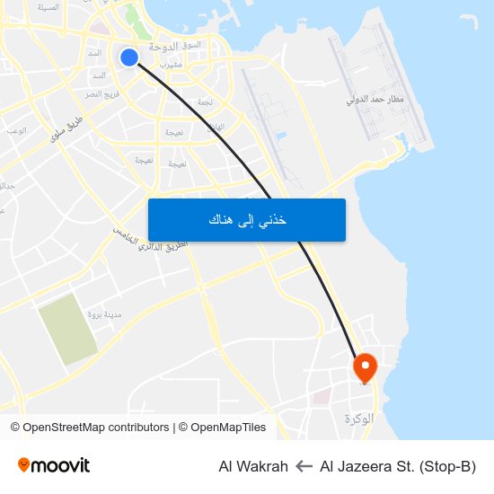 Al Jazeera St. (Stop-B) to Al Wakrah map