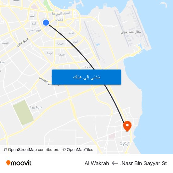 Nasr Bin Sayyar St. to Al Wakrah map