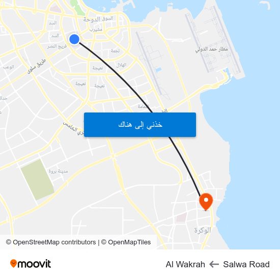Salwa Road to Al Wakrah map