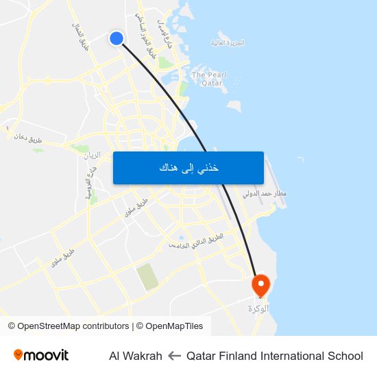 Qatar Finland International School to Al Wakrah map