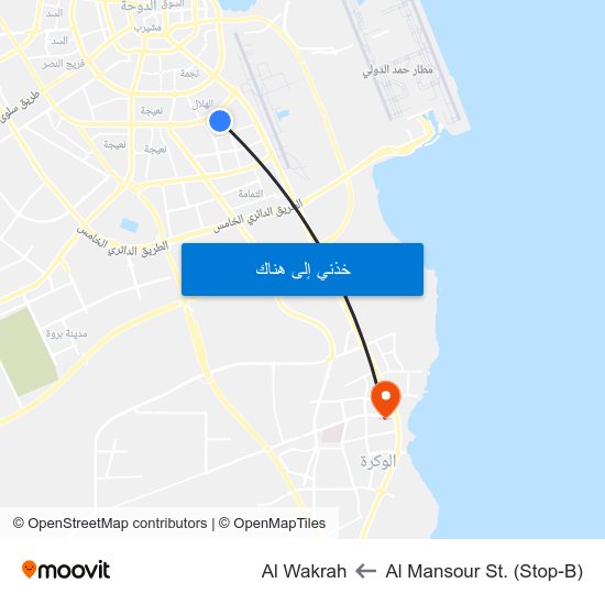 Al Mansour St. (Stop-B) to Al Wakrah map