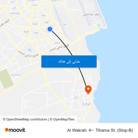 Tihama St. (Stop-B) to Al Wakrah map